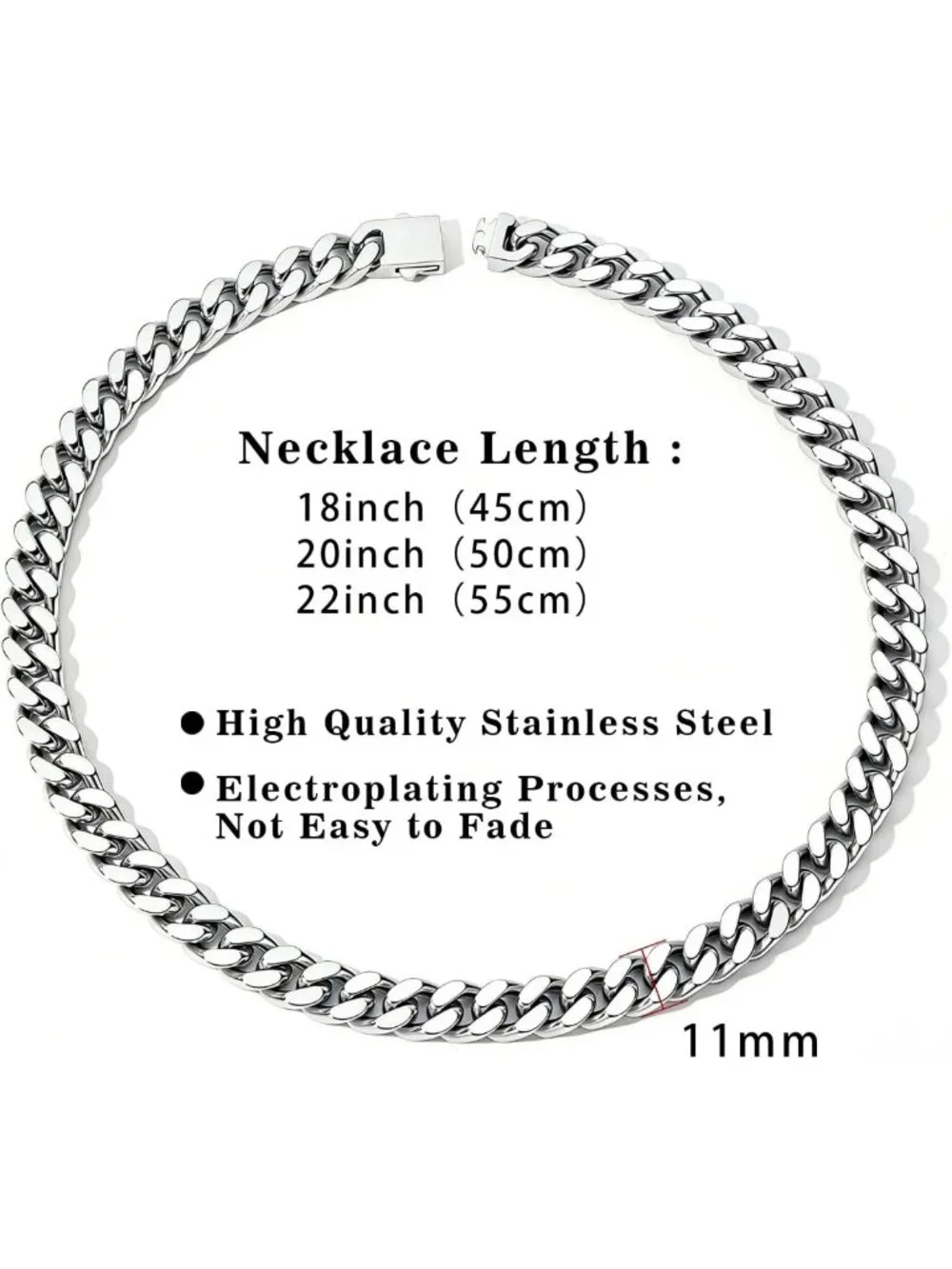 Men's Cuban Link Chain Necklace - Miami Curb Hip Hop Jewelry, Stylish Accessory